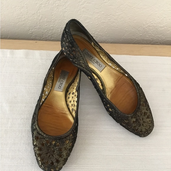 Jimmy Choo Napa Star Gold distress black size 39.5 - Picture 1 of 11
